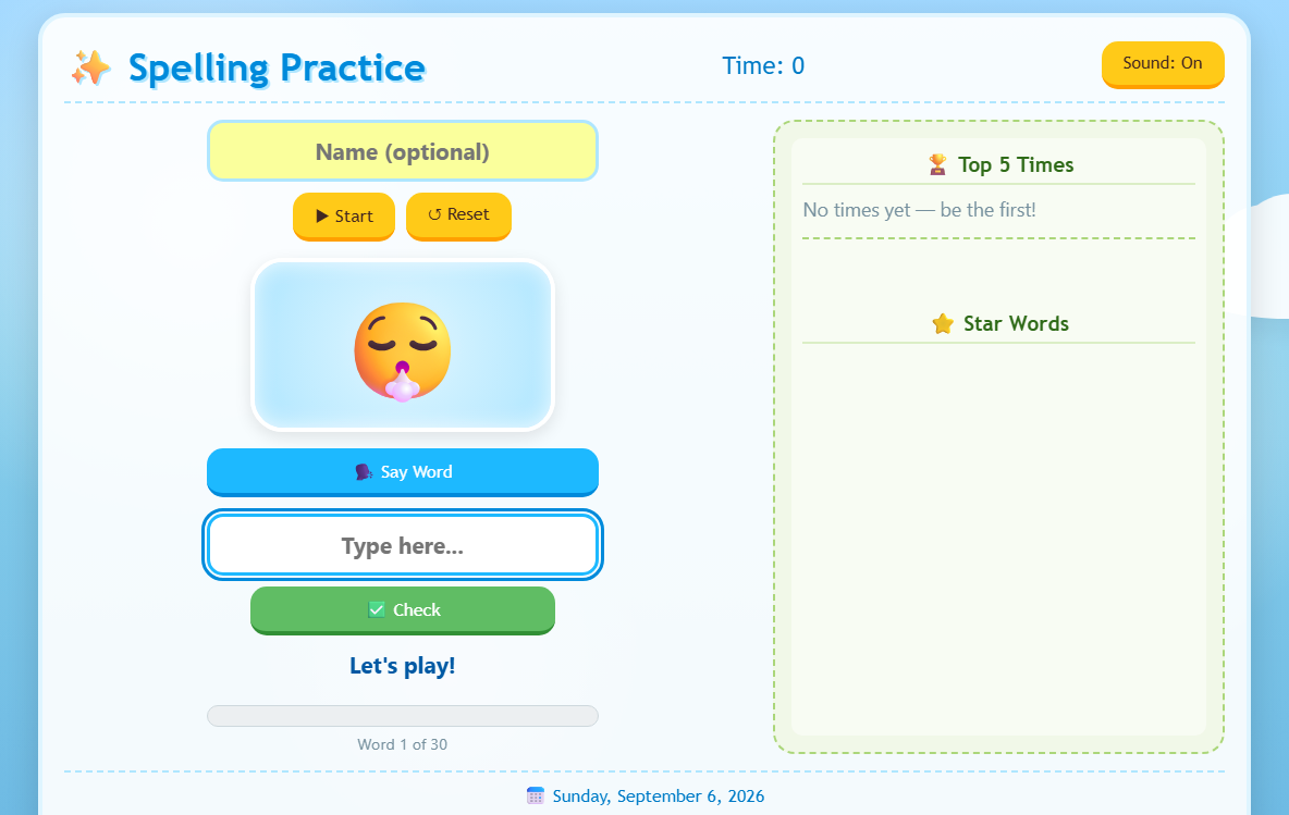 Spelling Practice in play
